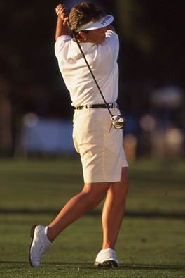 LPGA Tour player Brandie Burton body coil during swing follow through - KUCOG
