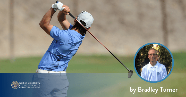 Golfer completing a full follow-through with a driver, demonstrating balanced form and strong swing extension.