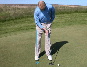 Dr. T.J Tomasi demonstrating the soft rocking motion of the shoulders while putting - KUCOG
